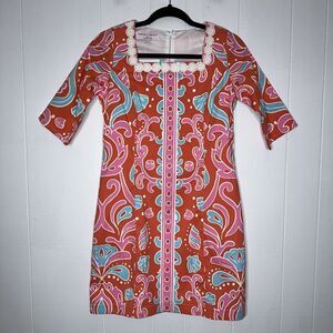 Barbara Gerwit By Tabitha Women’s Sheath Dress Shell Orange Pink Preppy S NWT